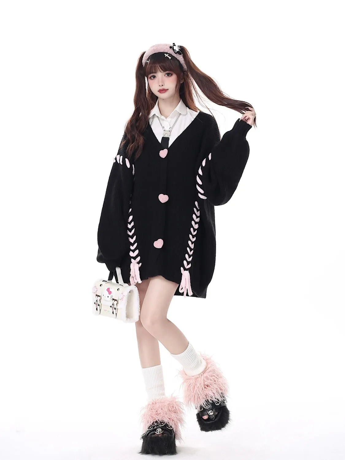 Korean Version Of The Stars Wear Rope Tassel Sweater Cardigan Niche Lazy All-Match Knitted Jacket