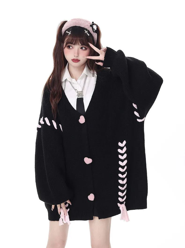 Korean Version Of The Stars Wear Rope Tassel Sweater Cardigan Niche Lazy All-Match Knitted Jacket