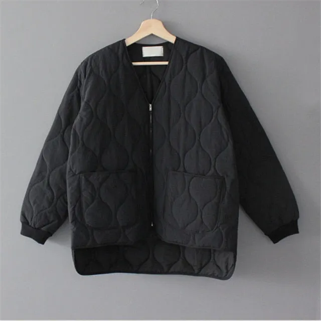 Loose Baseball Cotton-Padded Coat Bubble Solid Oversized Jacket