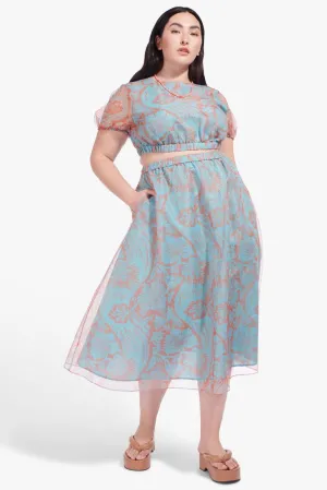 MATTIA SKIRT | FLORAL WAVE TURQUOISE  ES