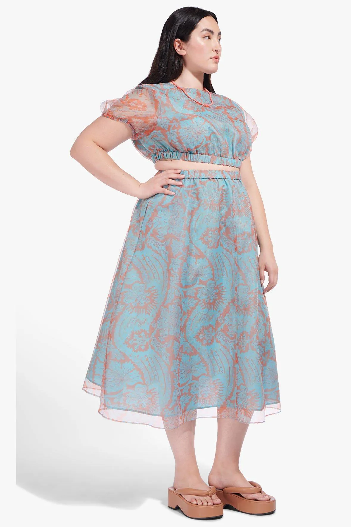 MATTIA SKIRT | FLORAL WAVE TURQUOISE  ES