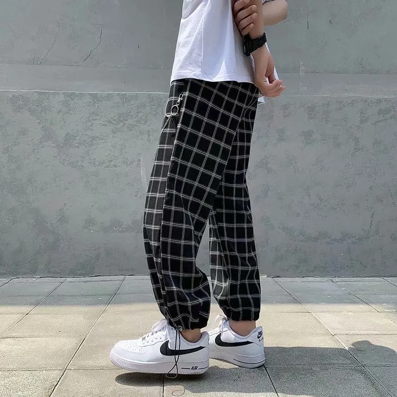 Men's Black Plaid Joggers