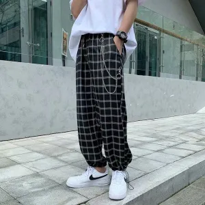 Men's Black Plaid Joggers