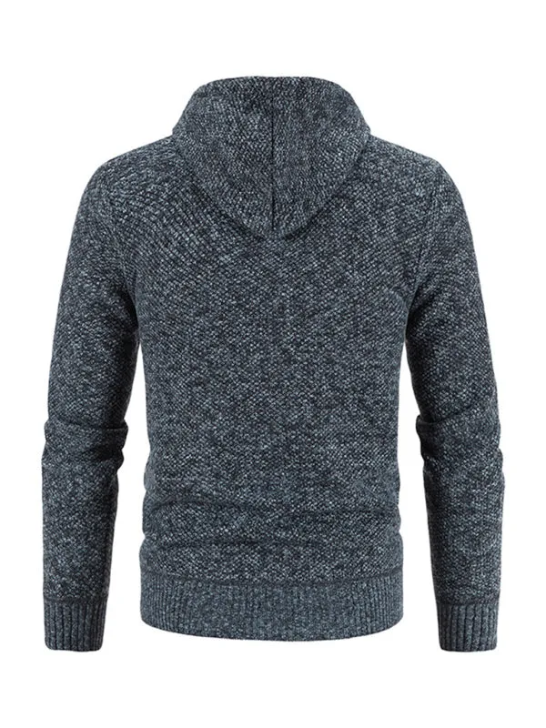 Men's casual knitted hooded zipper jacket