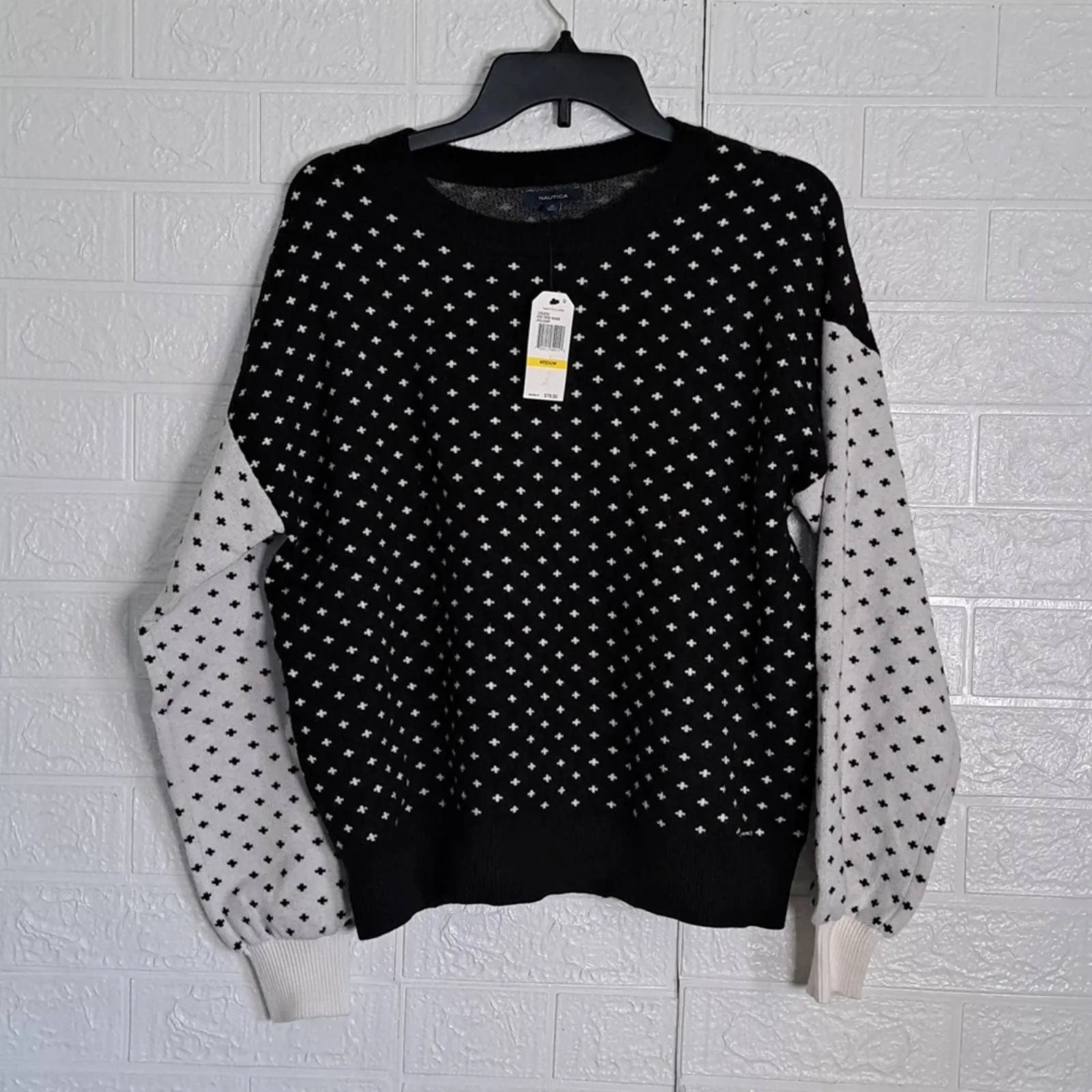 Nautica Dot Print Jacquard Sweater Medium