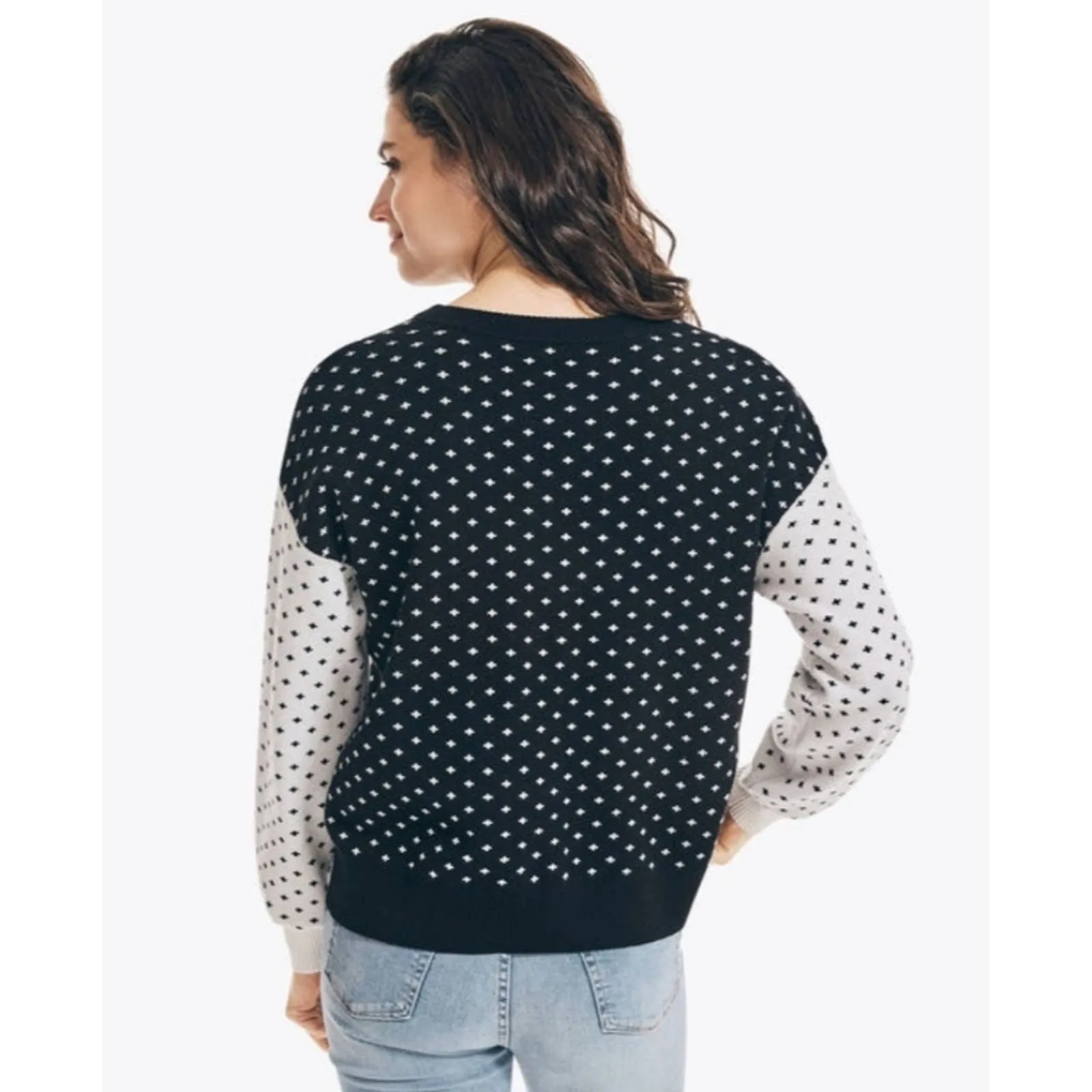 Nautica Dot Print Jacquard Sweater Medium