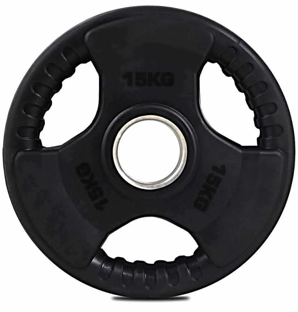 Olympic 2" Tri-Grip Rubber Encased Weight Plate 15kg - Black