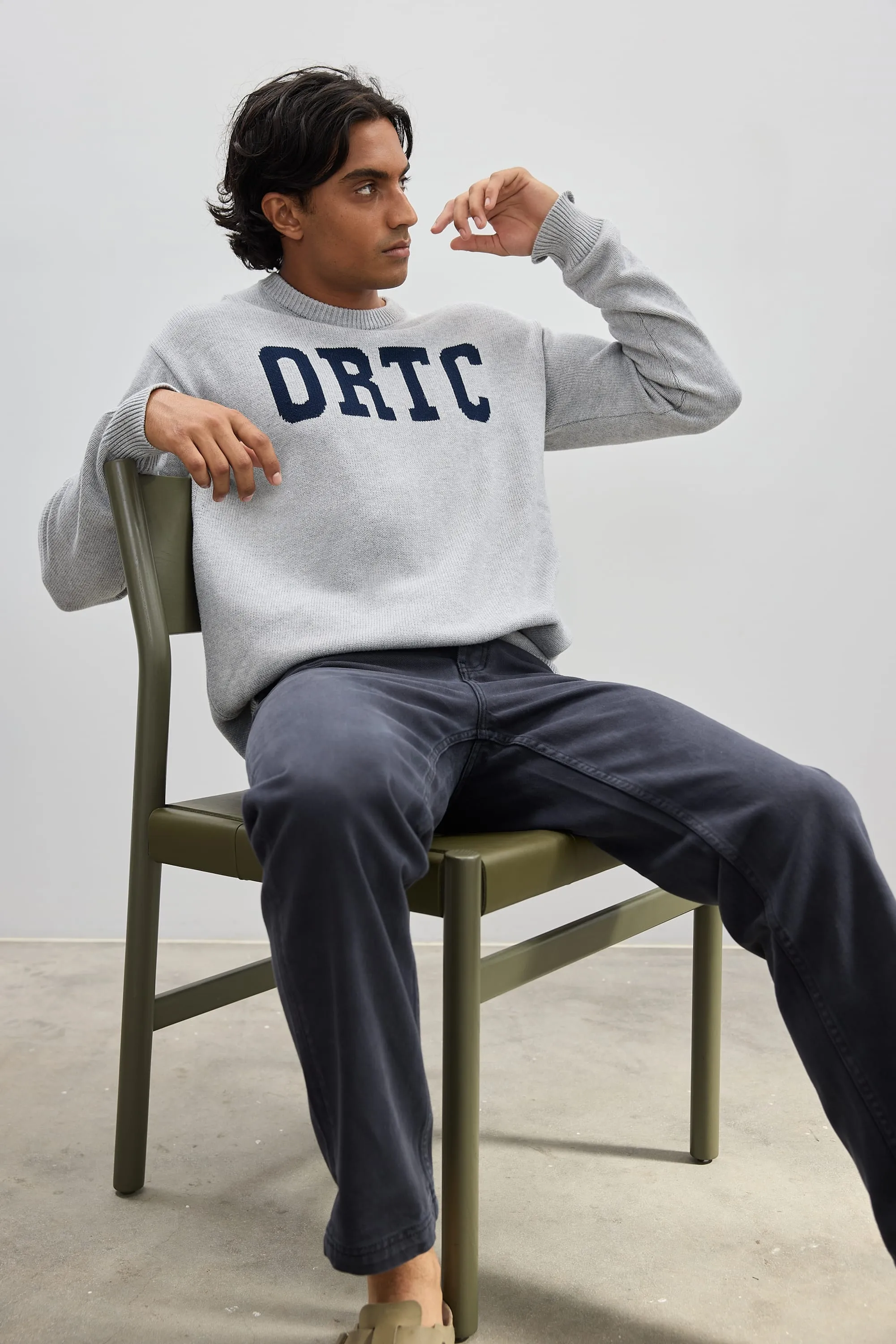 Original Logo Knit Crew Grey Marle