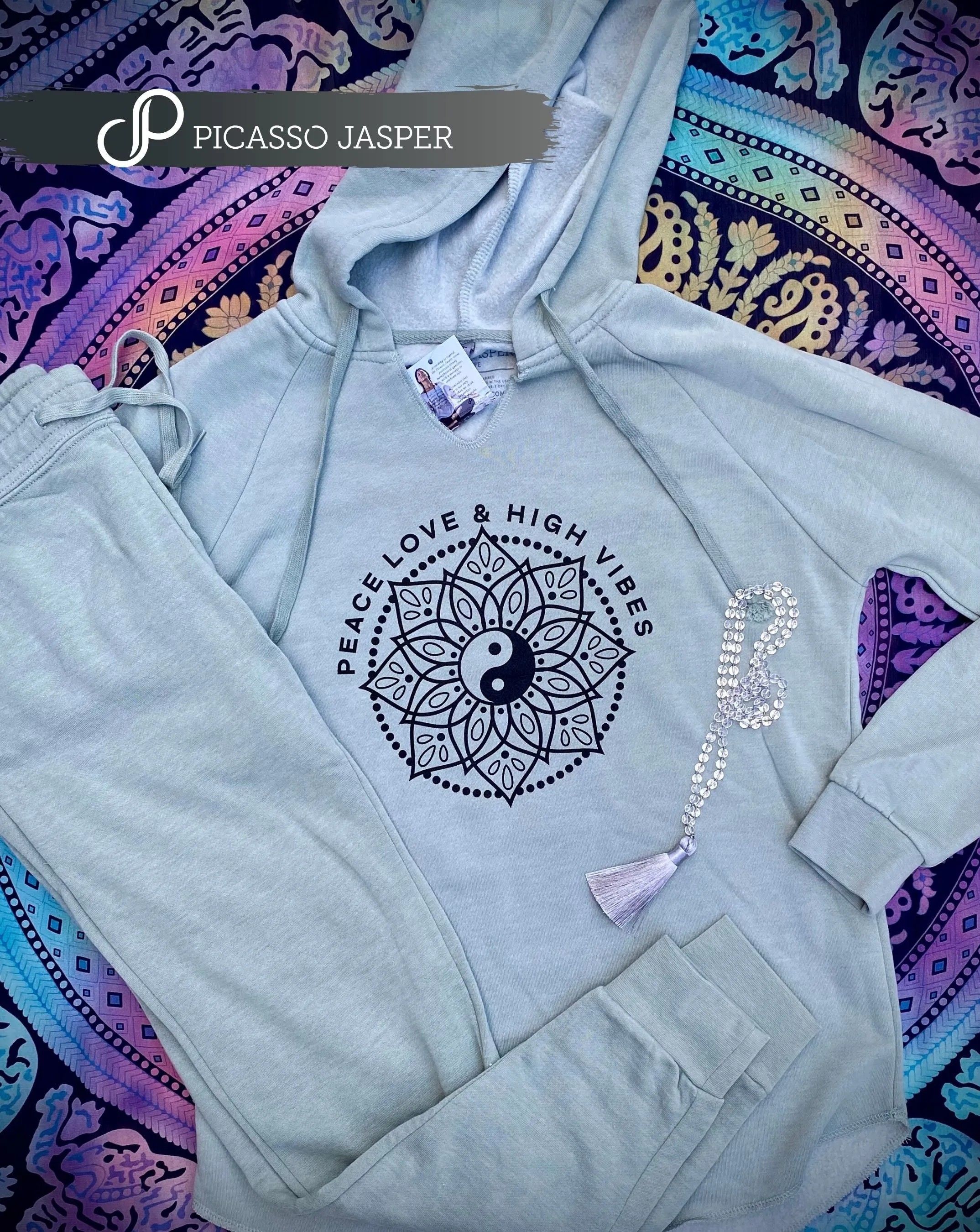 Peace Love & High Vibes Yin Yang Sweatshirt   Jogger    Crystal, Sweatshirt Bundle!