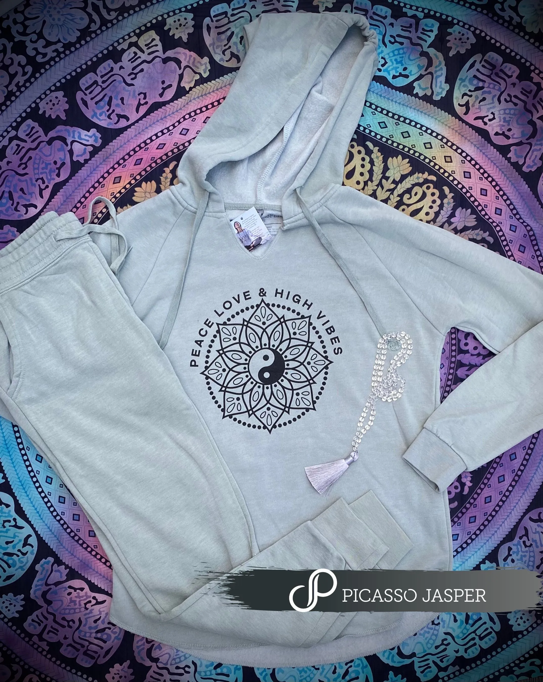 Peace Love & High Vibes Yin Yang Sweatshirt   Jogger    Crystal, Sweatshirt Bundle!