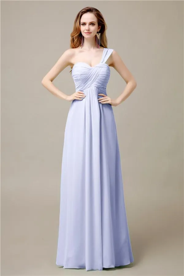 Pretty A-line Chiffon One-Shoulder Floor-Length Bridesmaid Dresses