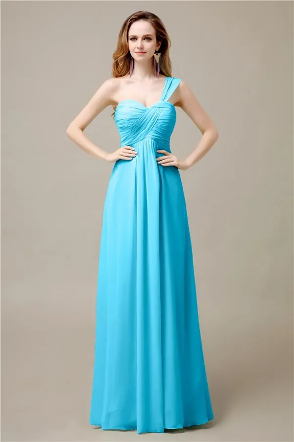 Pretty A-line Chiffon One-Shoulder Floor-Length Bridesmaid Dresses