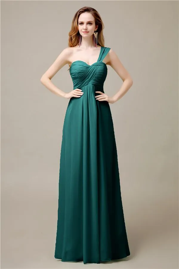 Pretty A-line Chiffon One-Shoulder Floor-Length Bridesmaid Dresses