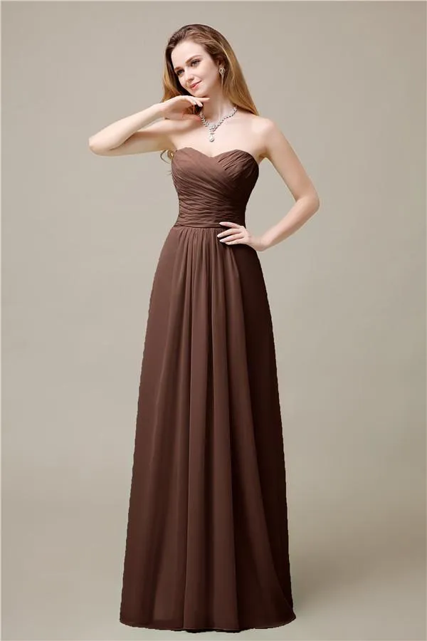 Pretty Chiffon A-line Sweetheart Floor-Length Bridesmaid Dresses