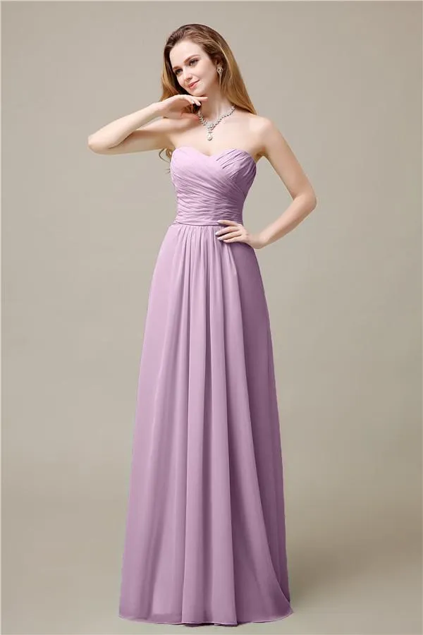 Pretty Chiffon A-line Sweetheart Floor-Length Bridesmaid Dresses