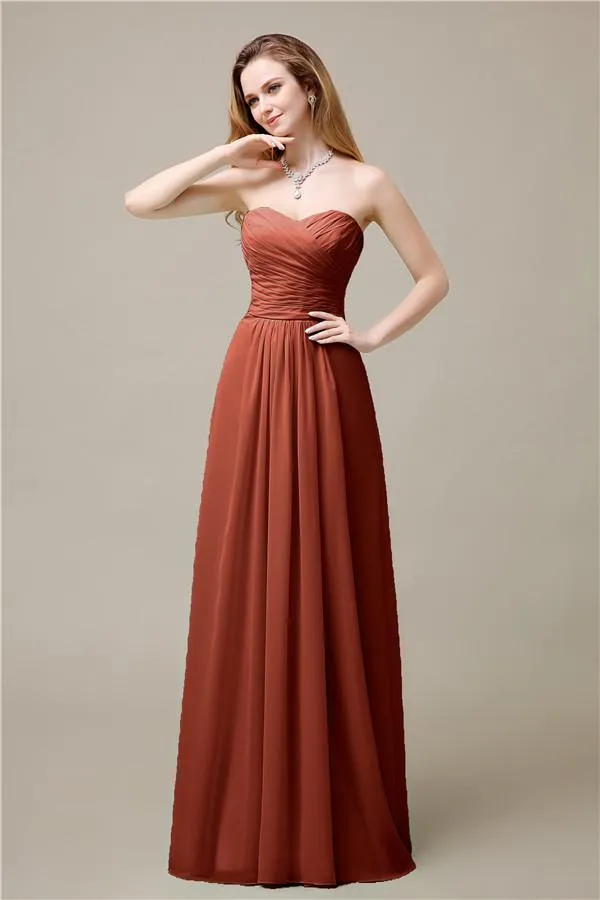 Pretty Chiffon A-line Sweetheart Floor-Length Bridesmaid Dresses