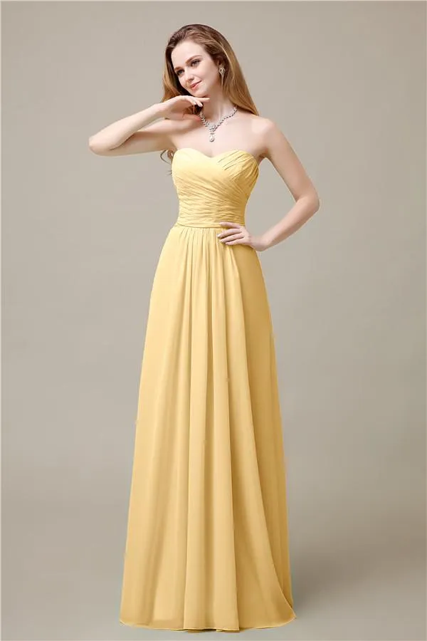 Pretty Chiffon A-line Sweetheart Floor-Length Bridesmaid Dresses