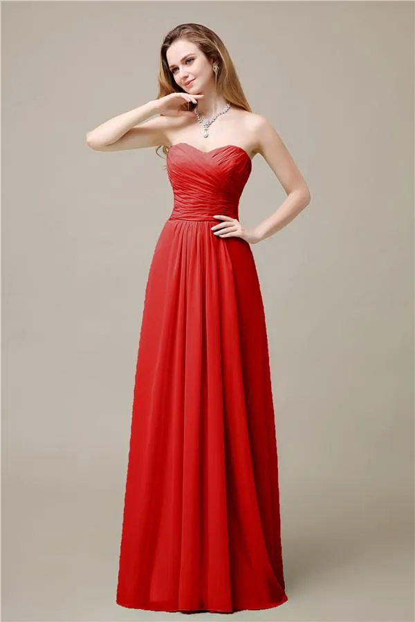 Pretty Chiffon A-line Sweetheart Floor-Length Bridesmaid Dresses