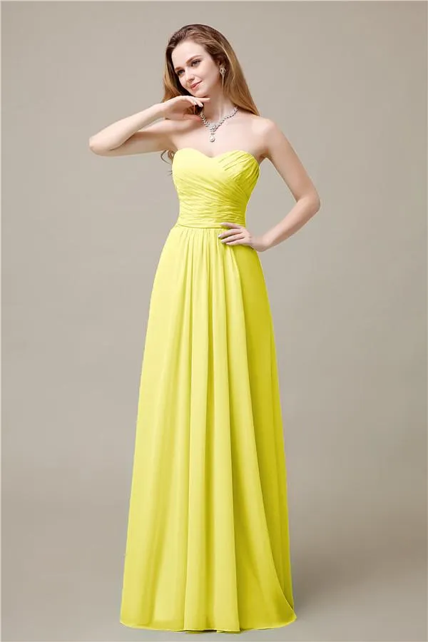 Pretty Chiffon A-line Sweetheart Floor-Length Bridesmaid Dresses