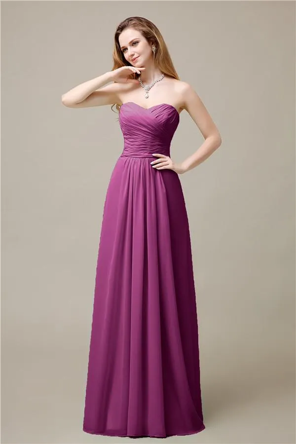 Pretty Chiffon A-line Sweetheart Floor-Length Bridesmaid Dresses