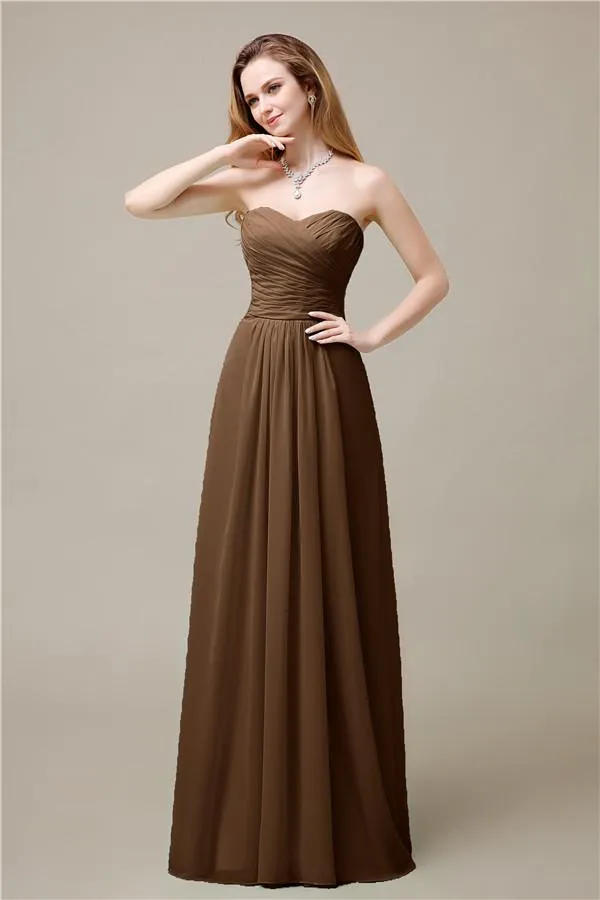 Pretty Chiffon A-line Sweetheart Floor-Length Bridesmaid Dresses