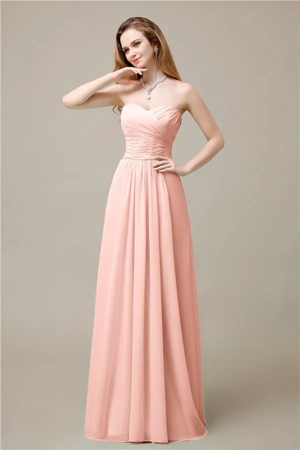 Pretty Chiffon A-line Sweetheart Floor-Length Bridesmaid Dresses