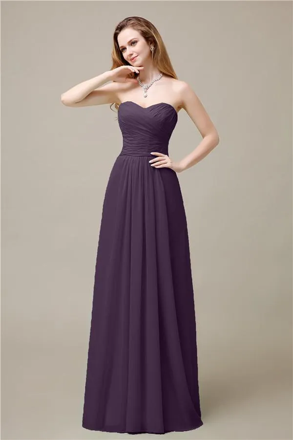 Pretty Chiffon A-line Sweetheart Floor-Length Bridesmaid Dresses