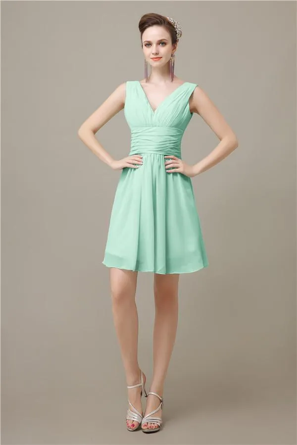 Pretty V-neck A-line Knee-Length Bridesmaid Dresses