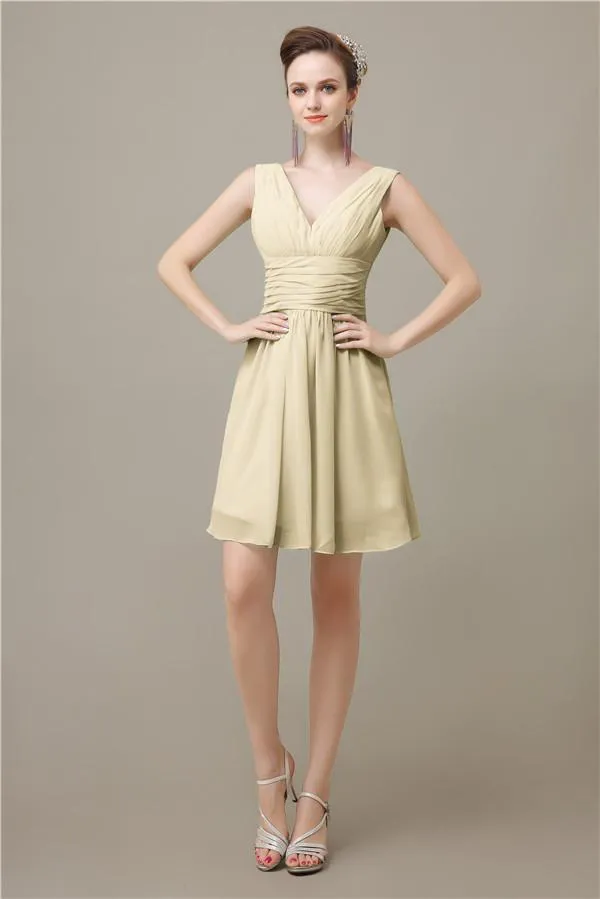 Pretty V-neck A-line Knee-Length Bridesmaid Dresses