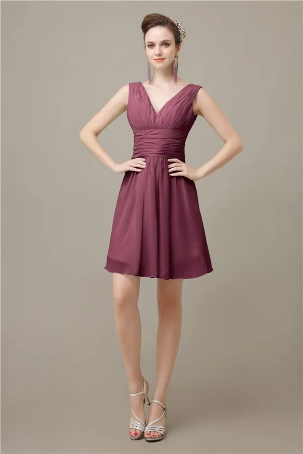 Pretty V-neck A-line Knee-Length Bridesmaid Dresses