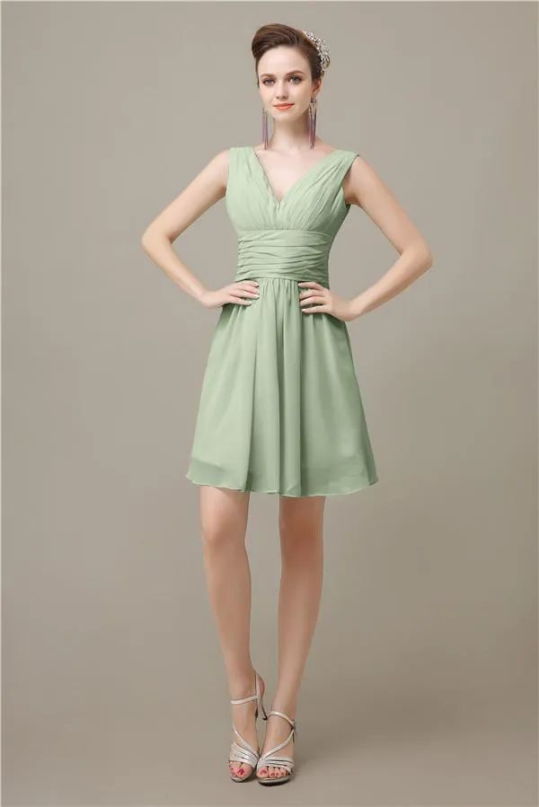 Pretty V-neck A-line Knee-Length Bridesmaid Dresses