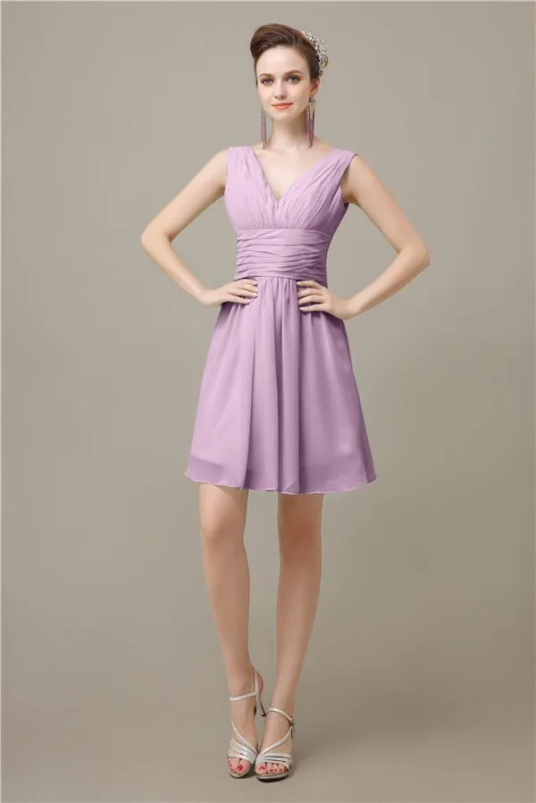 Pretty V-neck A-line Knee-Length Bridesmaid Dresses