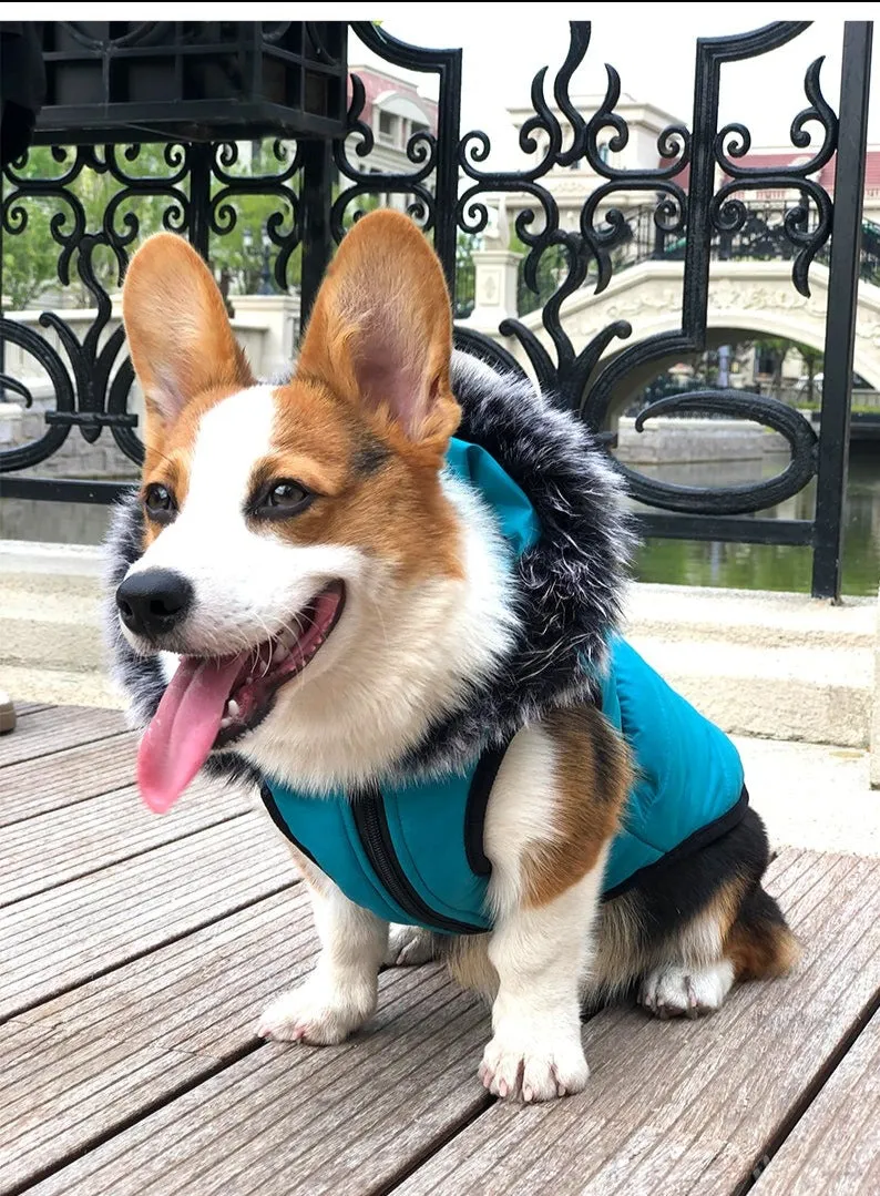 Reflective Warm Coat with Fur Collar