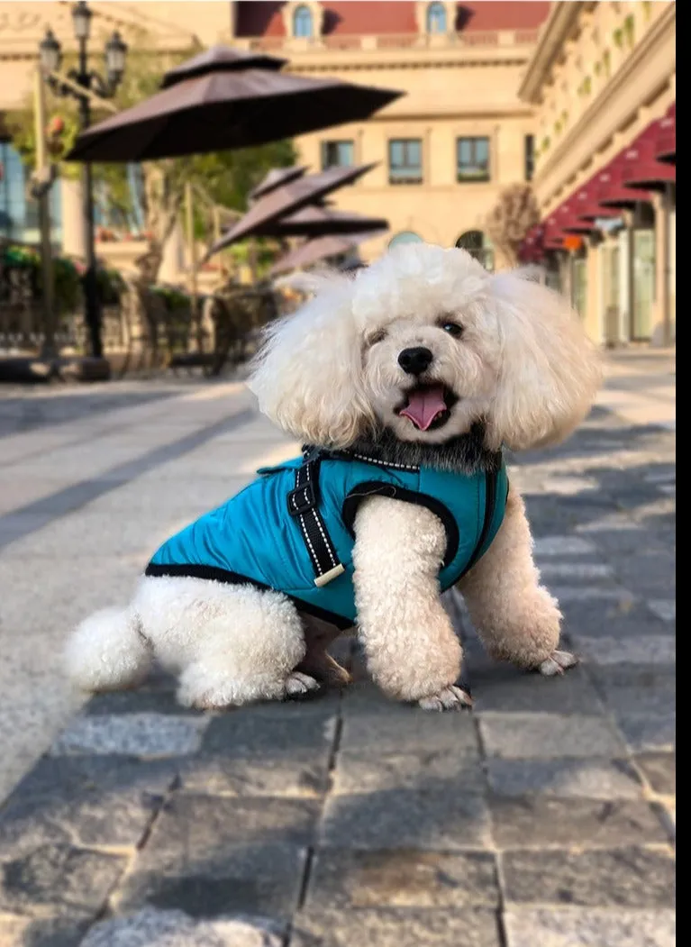 Reflective Warm Coat with Fur Collar