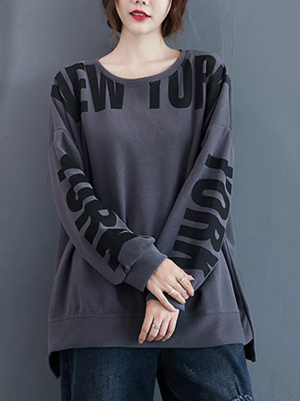 Stylish Letter Print Round-Neck Sweatshirt