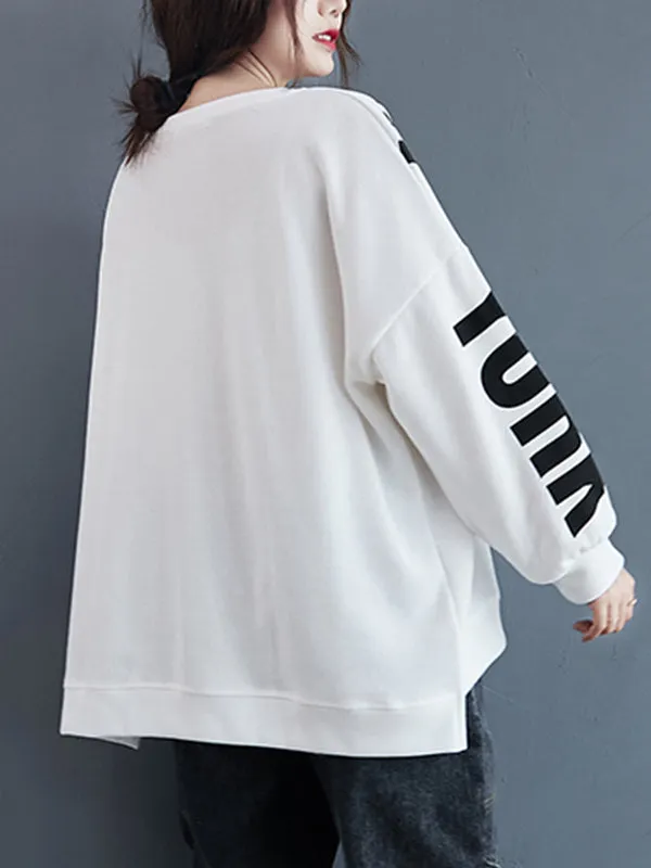 Stylish Letter Print Round-Neck Sweatshirt