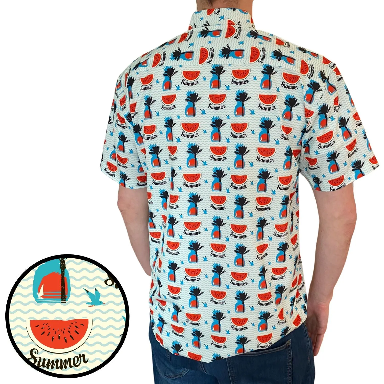 Super Stretch - Watermelon Palms Hawaiian Shirt