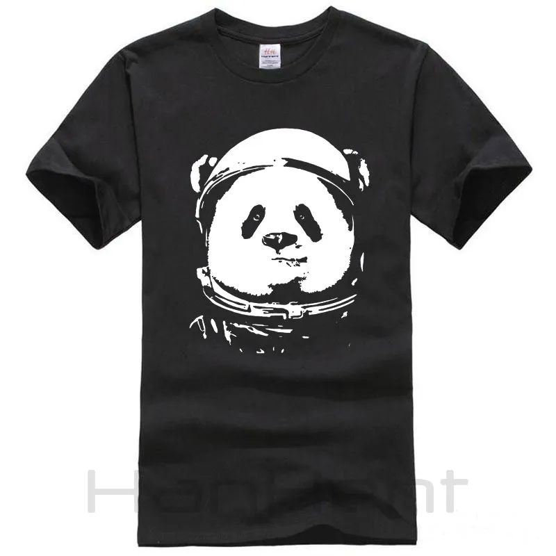 T-shirts HanHent Space Panda Men 2018 Fashion Cute Animal Funny Tee Shirts O-neck