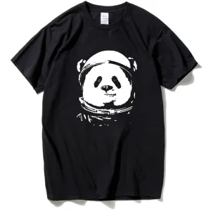 T-shirts HanHent Space Panda Men 2018 Fashion Cute Animal Funny Tee Shirts O-neck