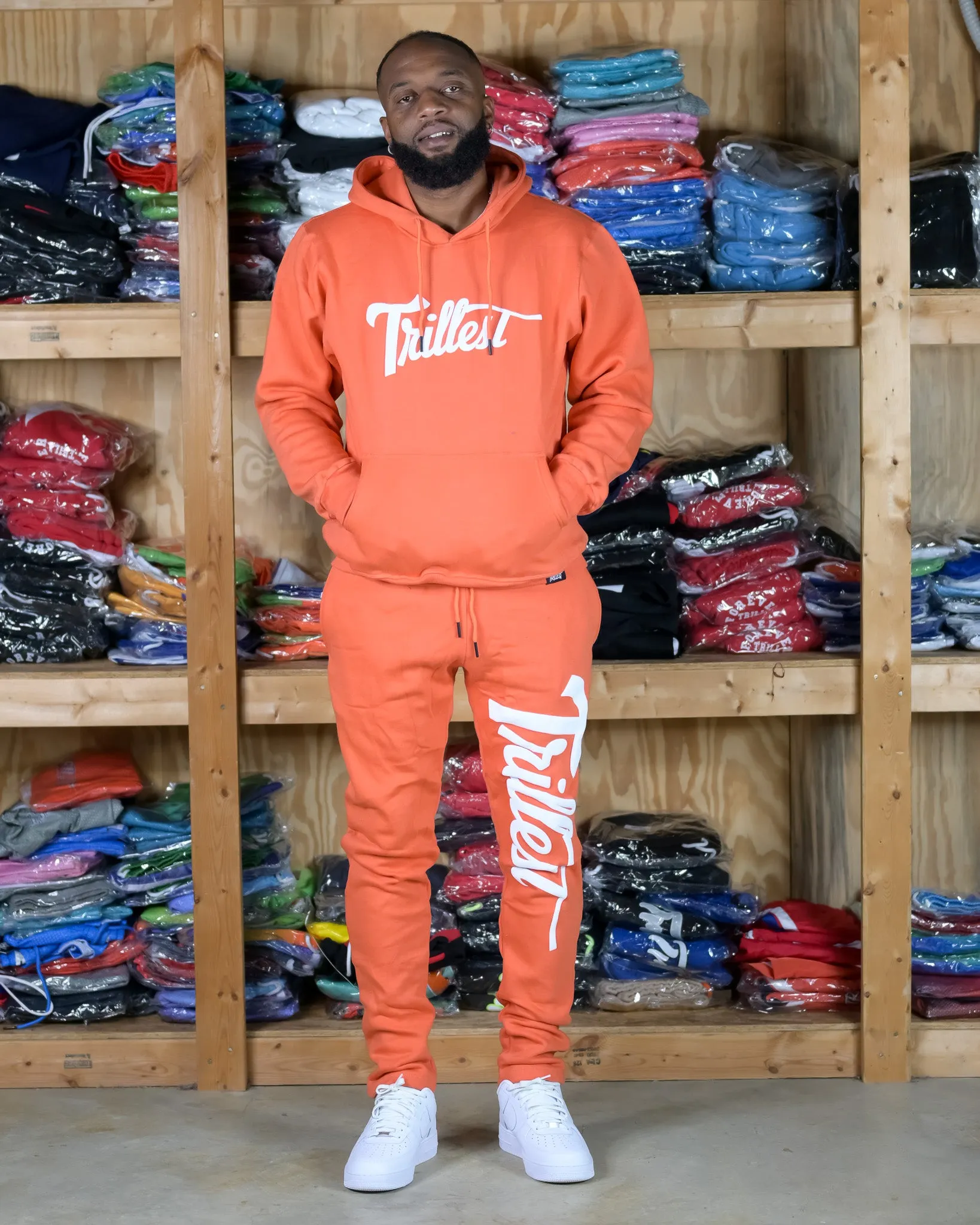 Trillest Straight Leg Joggers - Salmon\White