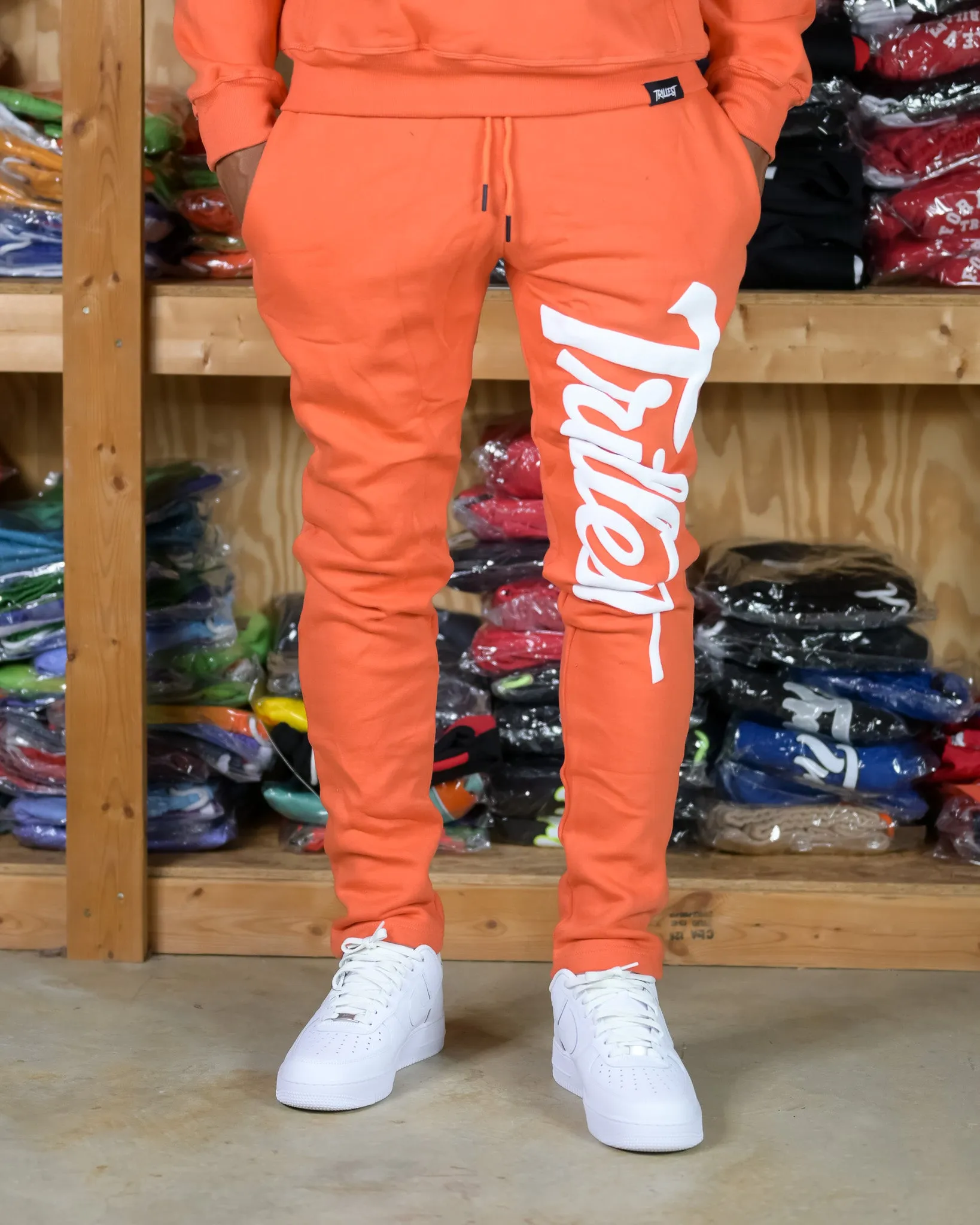 Trillest Straight Leg Joggers - Salmon\White