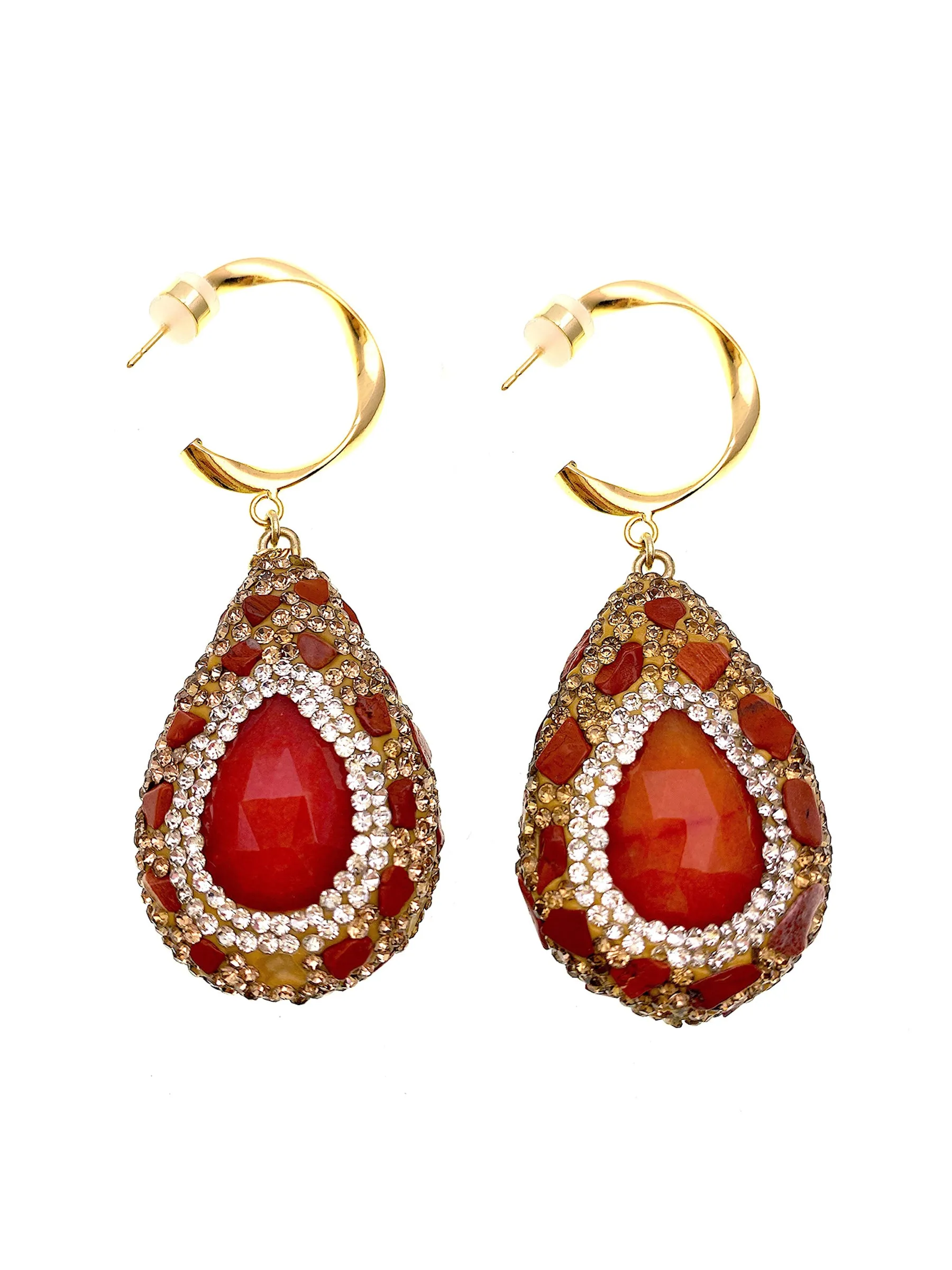 Turkish Style Rhinestones Agate Hook Earrings FE005