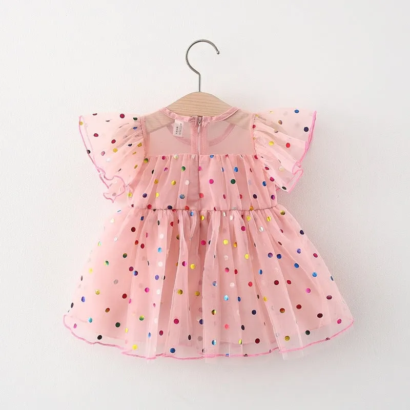 Western Style Children Shirt  Summer Polka Dot Girls Dress Baby Girl Skirt Children Flounced Sleeve Fashionable Princess Dress Tide