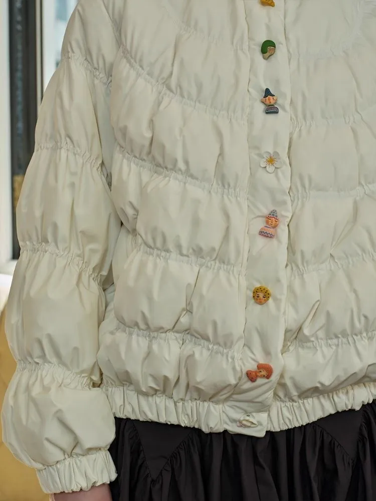 White Fun Little Man Warm Silhouette Down Jacket【s0000005422】