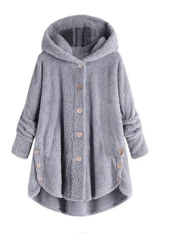 Women Loose Furry Hooded Winter Coat for Women