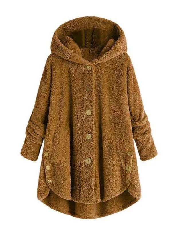 Women Loose Furry Hooded Winter Coat for Women