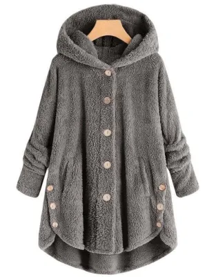 Women Loose Furry Hooded Winter Coat for Women