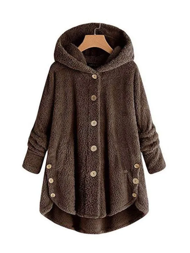 Women Loose Furry Hooded Winter Coat for Women