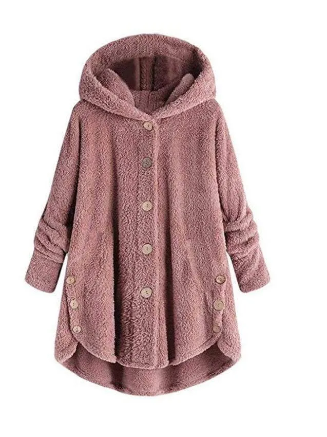 Women Loose Furry Hooded Winter Coat for Women