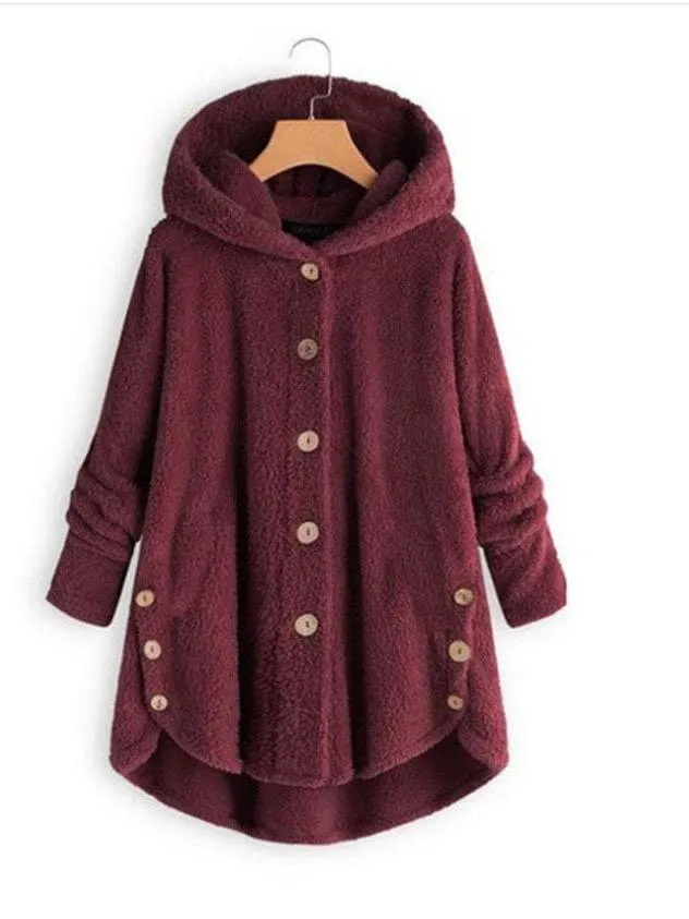 Women Loose Furry Hooded Winter Coat for Women